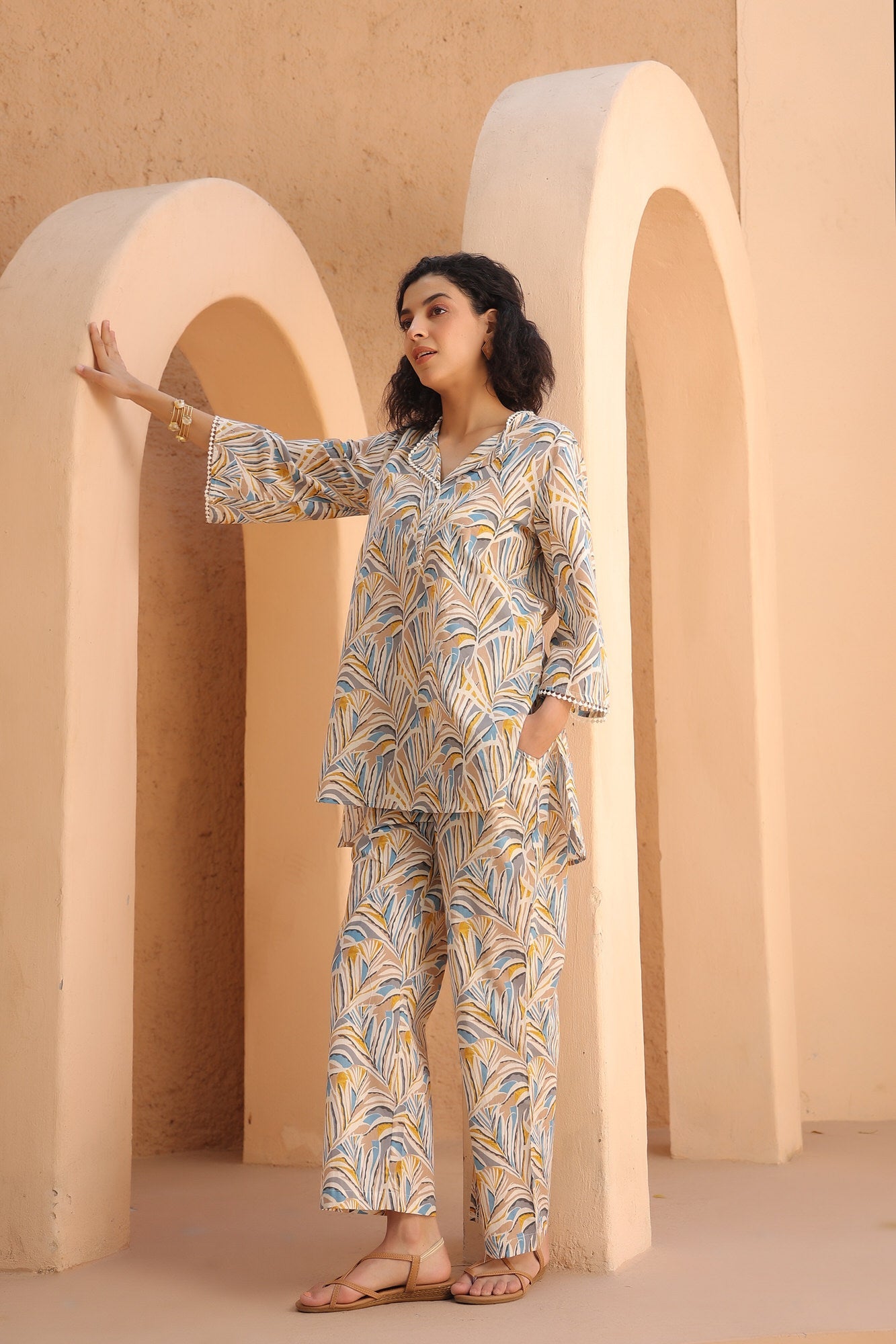 Coastal Lines Cotton Co-ord Set