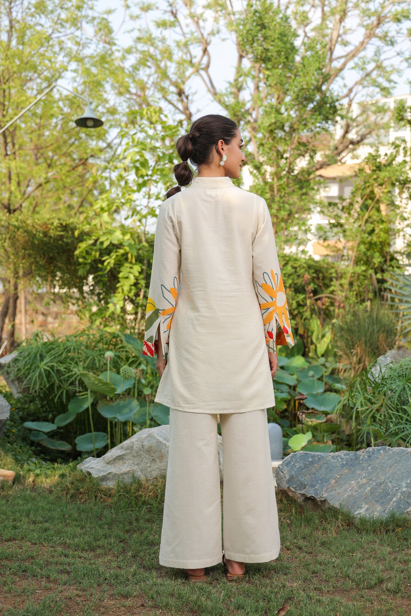 Summer Bloom White Cotton Flex Co-ord Set