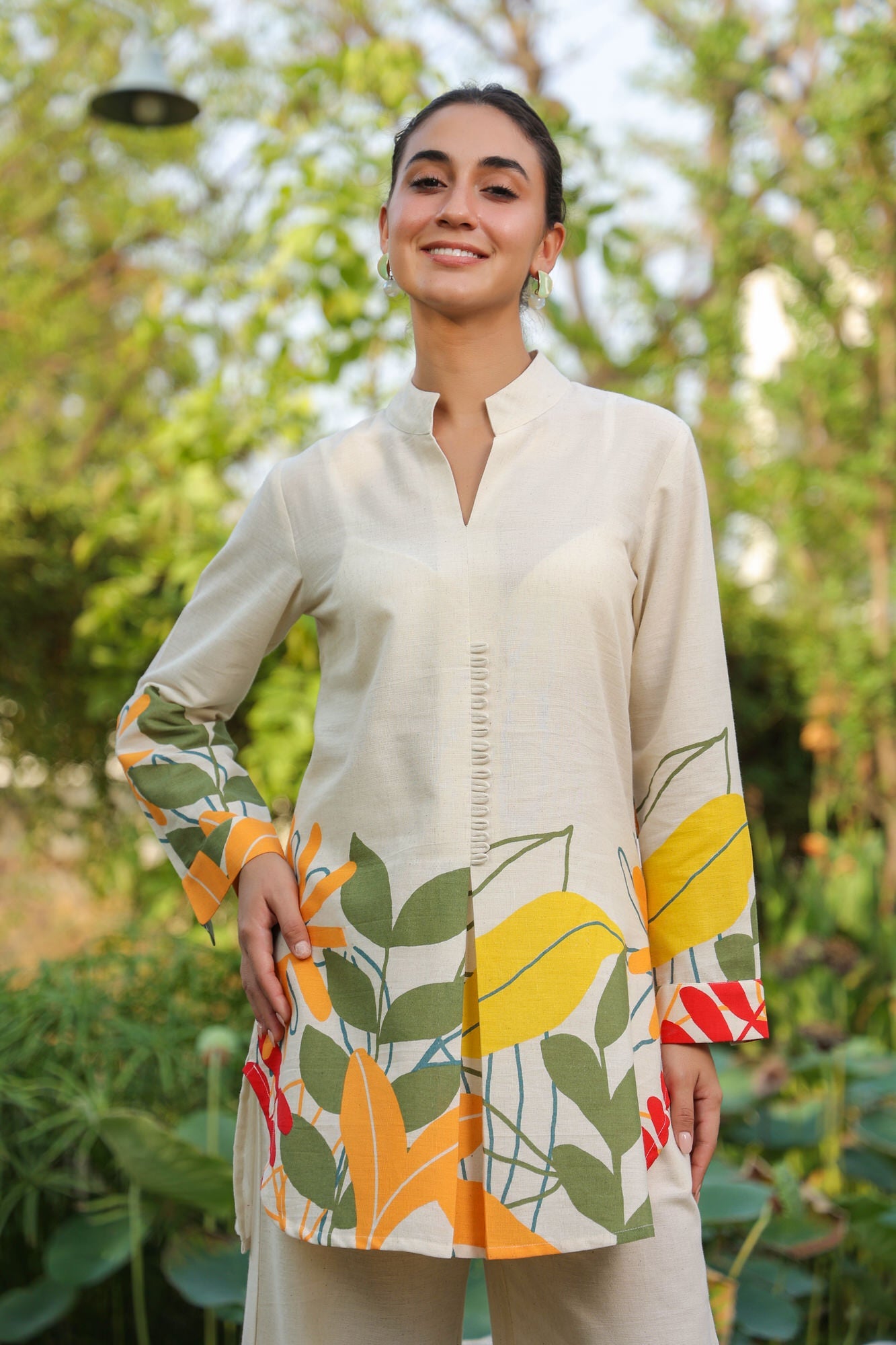 Summer Bloom White Cotton Flex Co-ord Set
