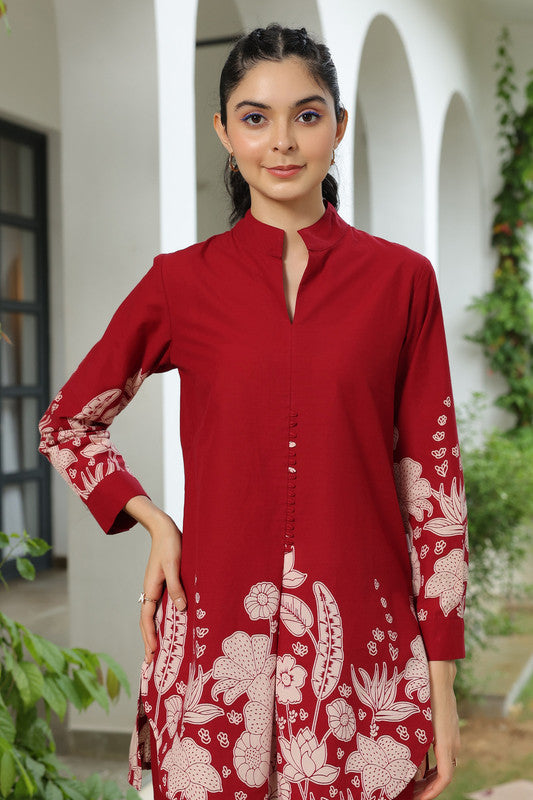 Forrest Enchanment Maroon Cotton Co-ord Set