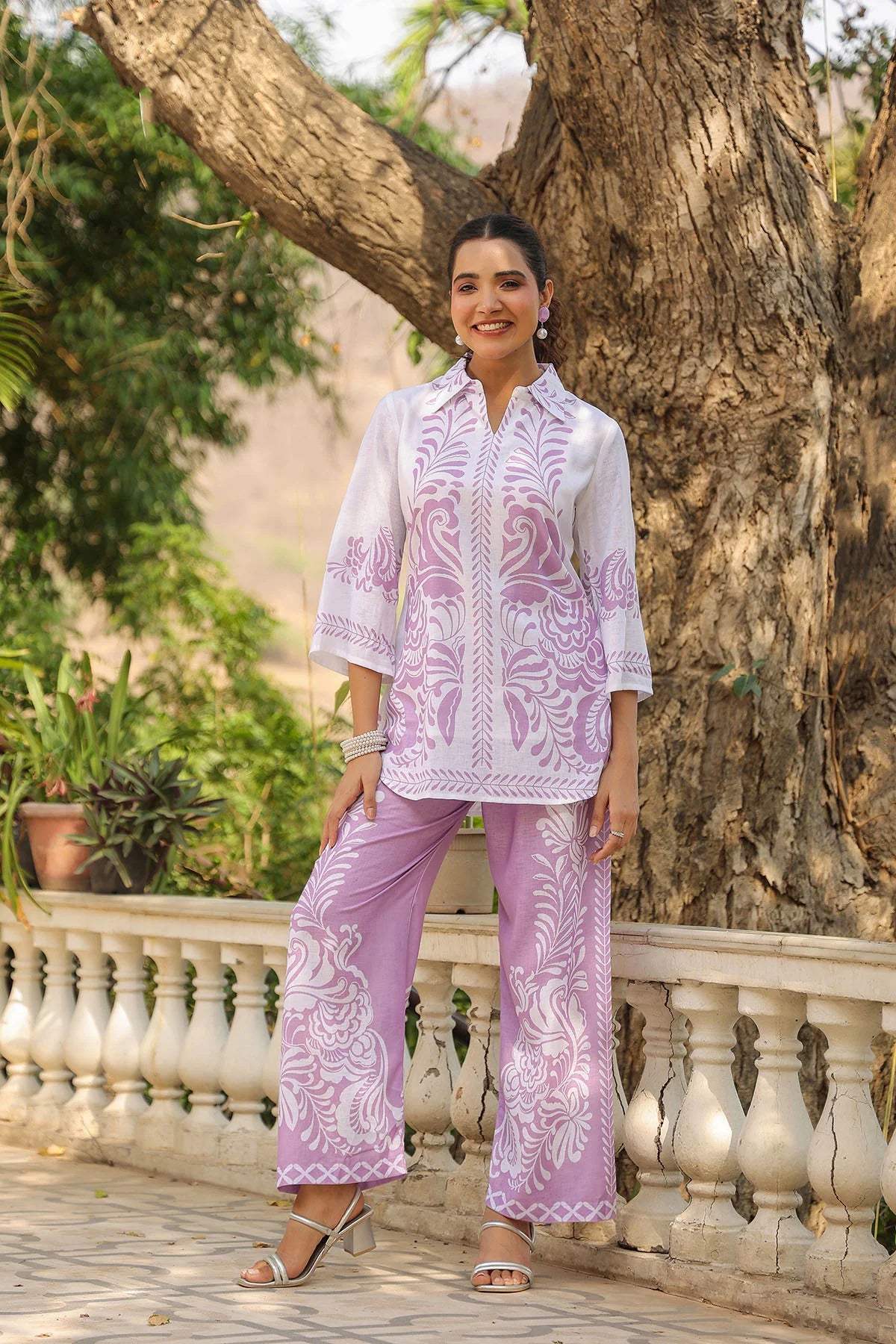 Lavender Linen Printed Co-Ord Set