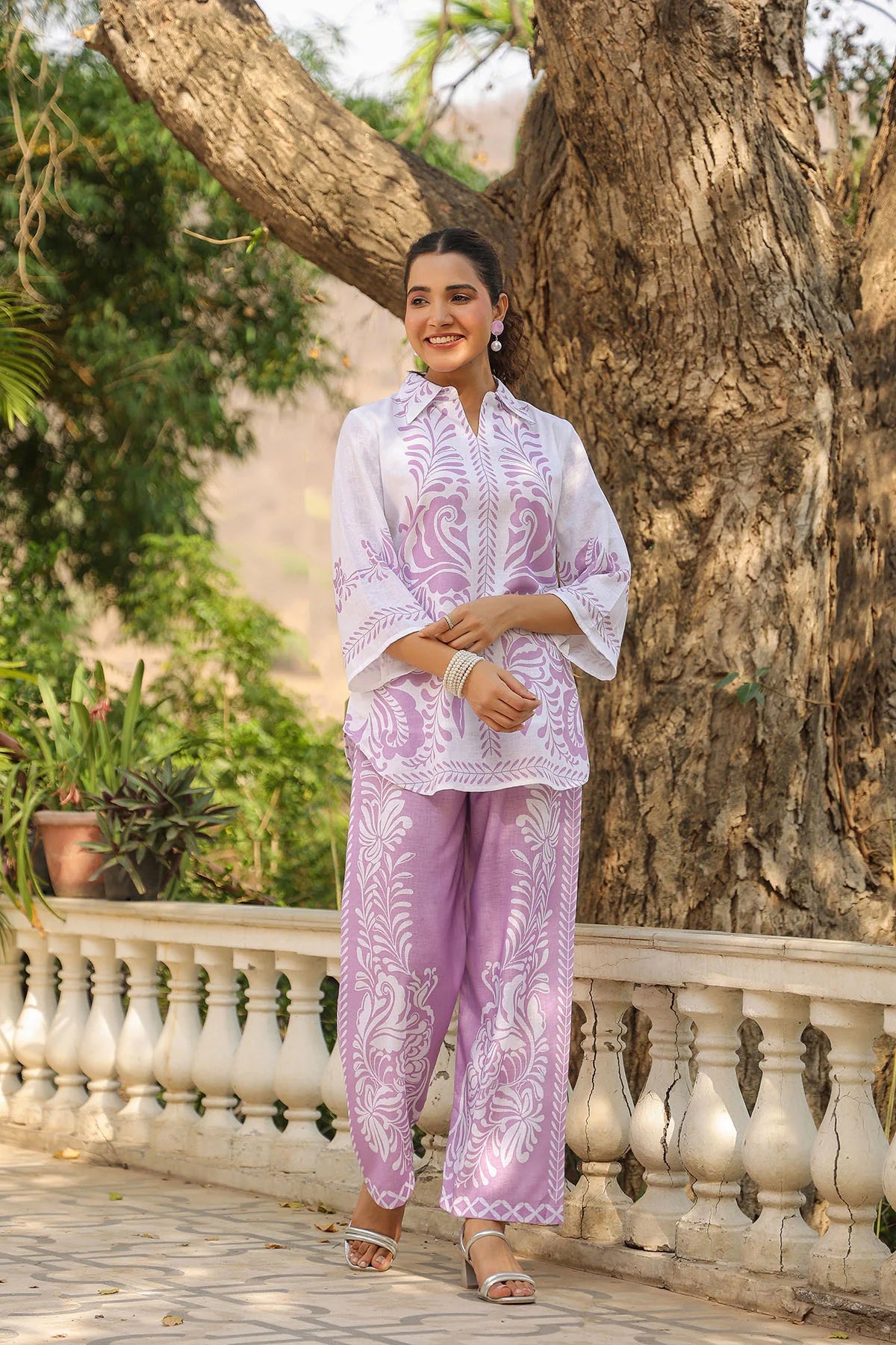 Lavender Linen Printed Co-Ord Set