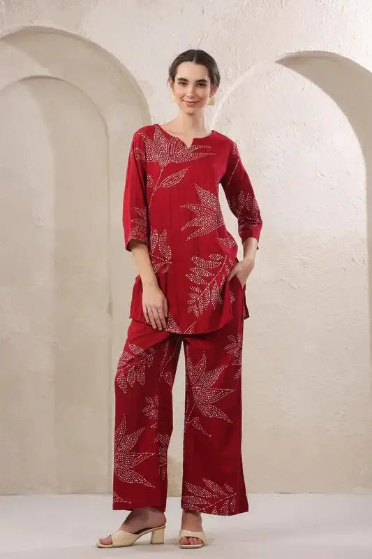Glumore Grace meroon cotton co-ord set
