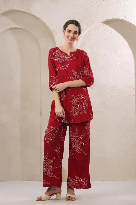 Glumore Grace meroon cotton co-ord set
