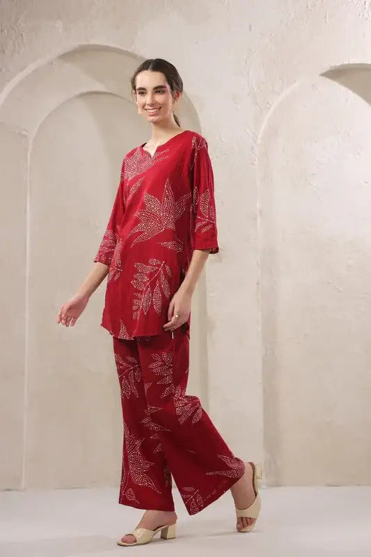 Glumore Grace meroon cotton co-ord set