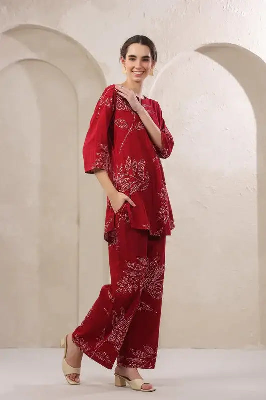 Glumore Grace meroon cotton co-ord set