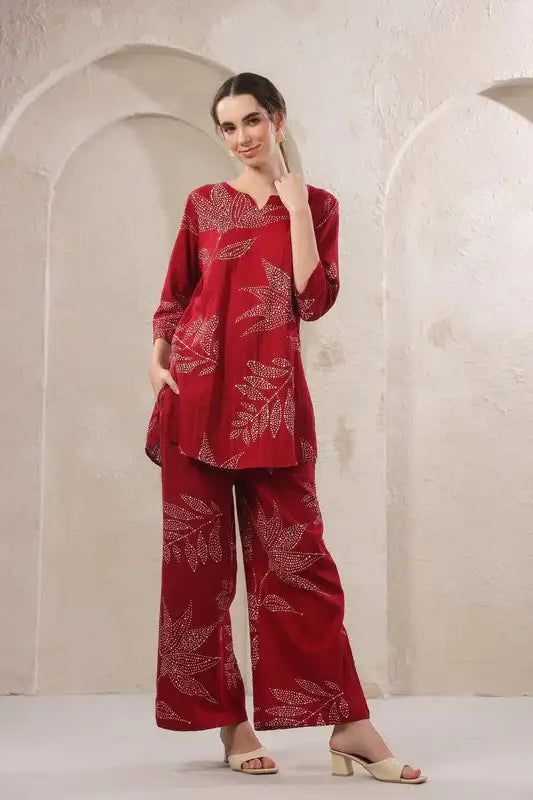 Glumore Grace meroon cotton co-ord set