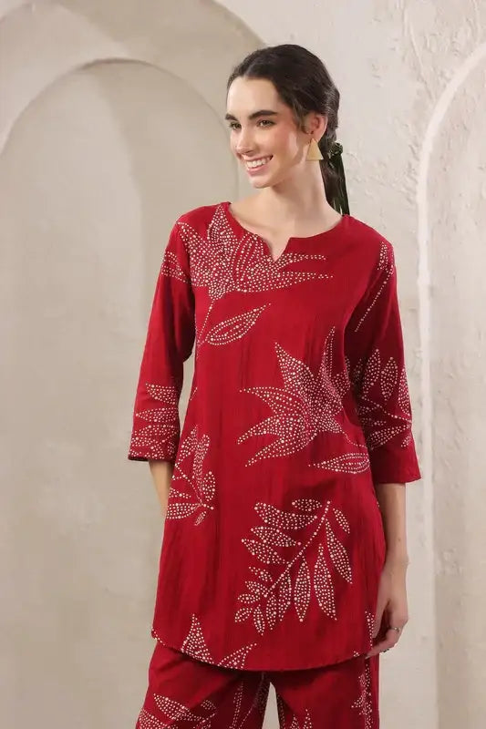 Glumore Grace meroon cotton co-ord set