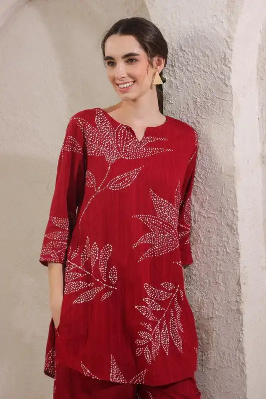 Glumore Grace meroon cotton co-ord set