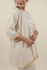 Ivory Chikankari with blue flowers kurta set