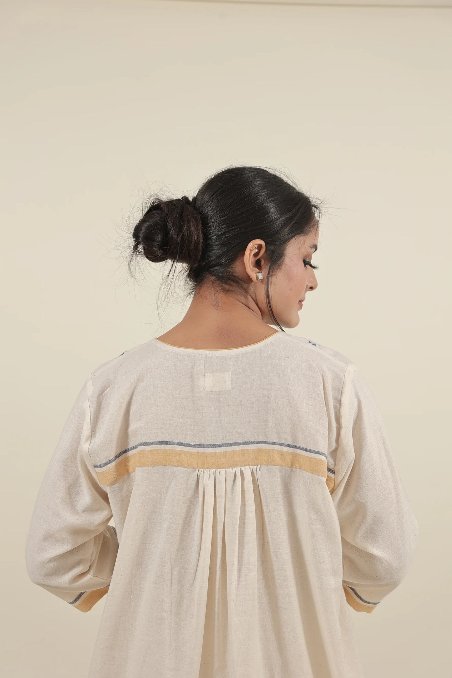 Ivory Chikankari with blue flowers kurta set