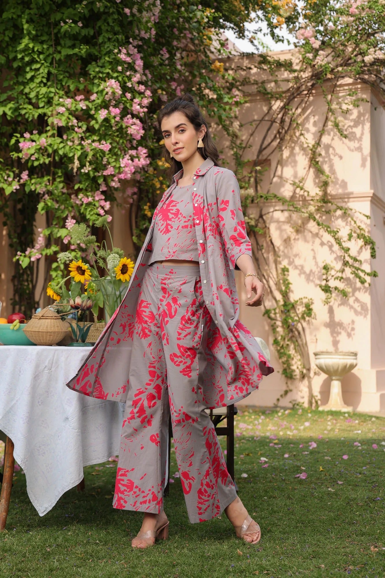 Fuchsia Fog Cotton Three Piece Co-ord Set