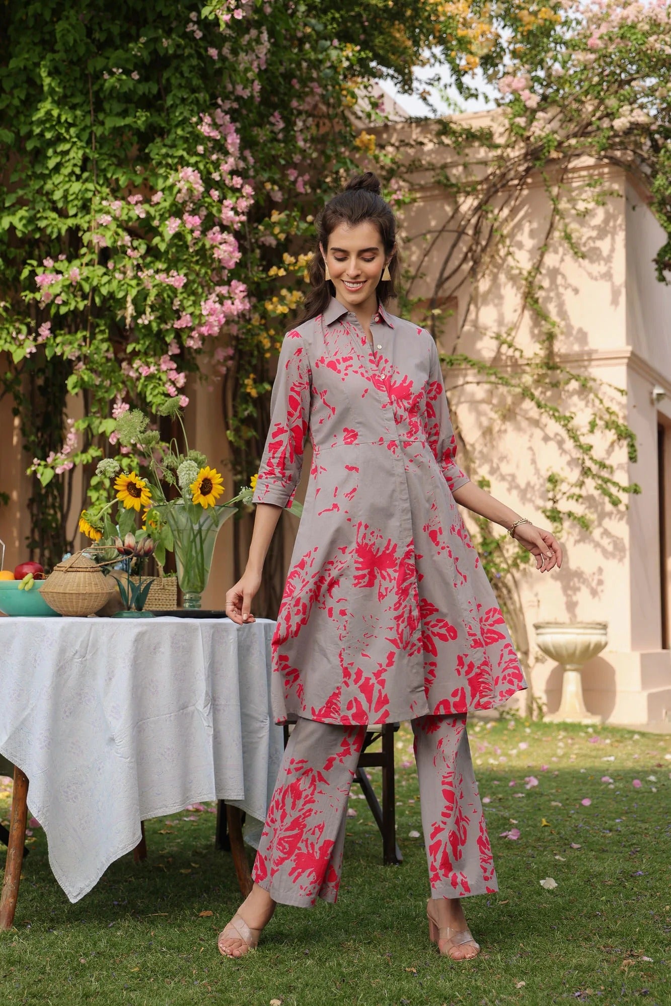 Fuchsia Fog Cotton Three Piece Co-ord Set