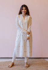 Mahi Off White Jamdani Handloom Cotton Straight Kurta