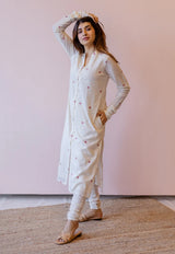 Mahi Off White Jamdani Handloom Cotton Straight Kurta