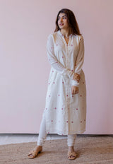 Mahi Off White Jamdani Handloom Cotton Straight Kurta