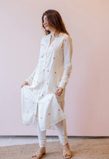 Mahi Off White Jamdani Handloom Cotton Straight Kurta