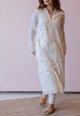 Mahi Off White Jamdani Handloom Cotton Straight Kurta