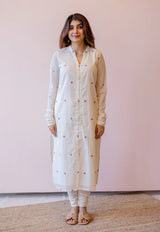 Mahi Off White Jamdani Handloom Cotton Straight Kurta
