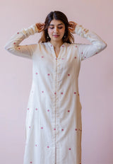 Mahi Off White Jamdani Handloom Cotton Straight Kurta