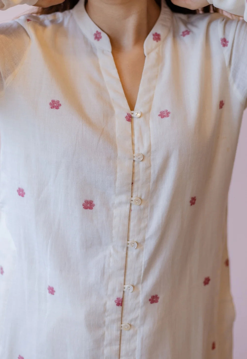 Mahi Off White Jamdani Handloom Cotton Straight Kurta
