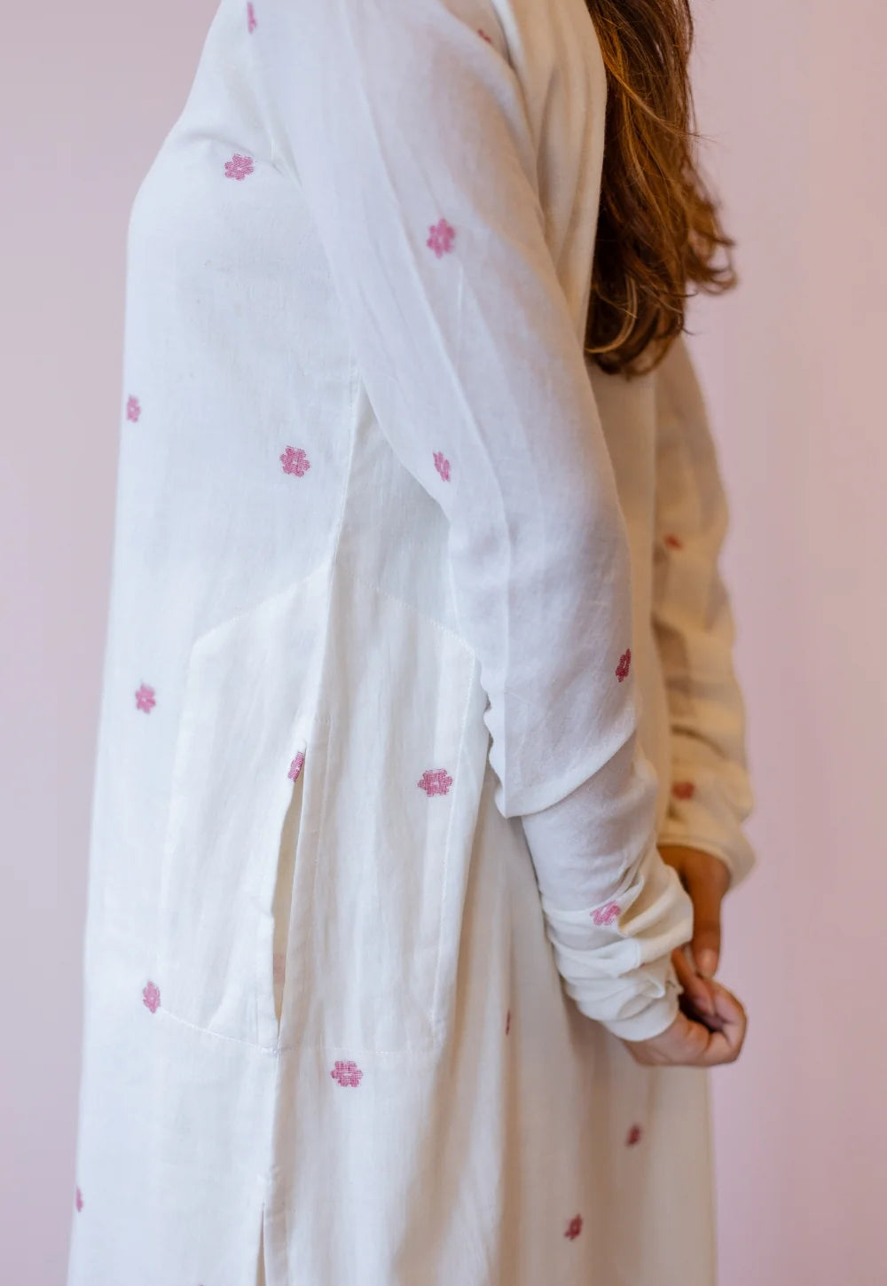 Mahi Off White Jamdani Handloom Cotton Straight Kurta
