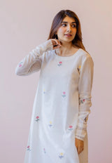 Kiran Off White  Cotton screen print A Line Kurta
