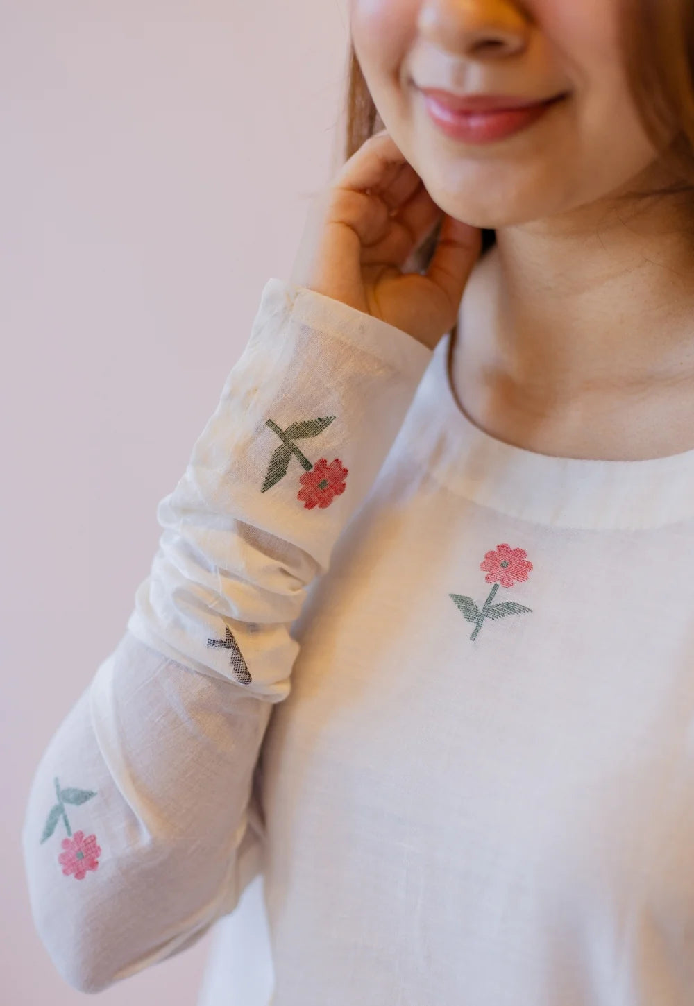 Kiran Off White  Cotton screen print A Line Kurta