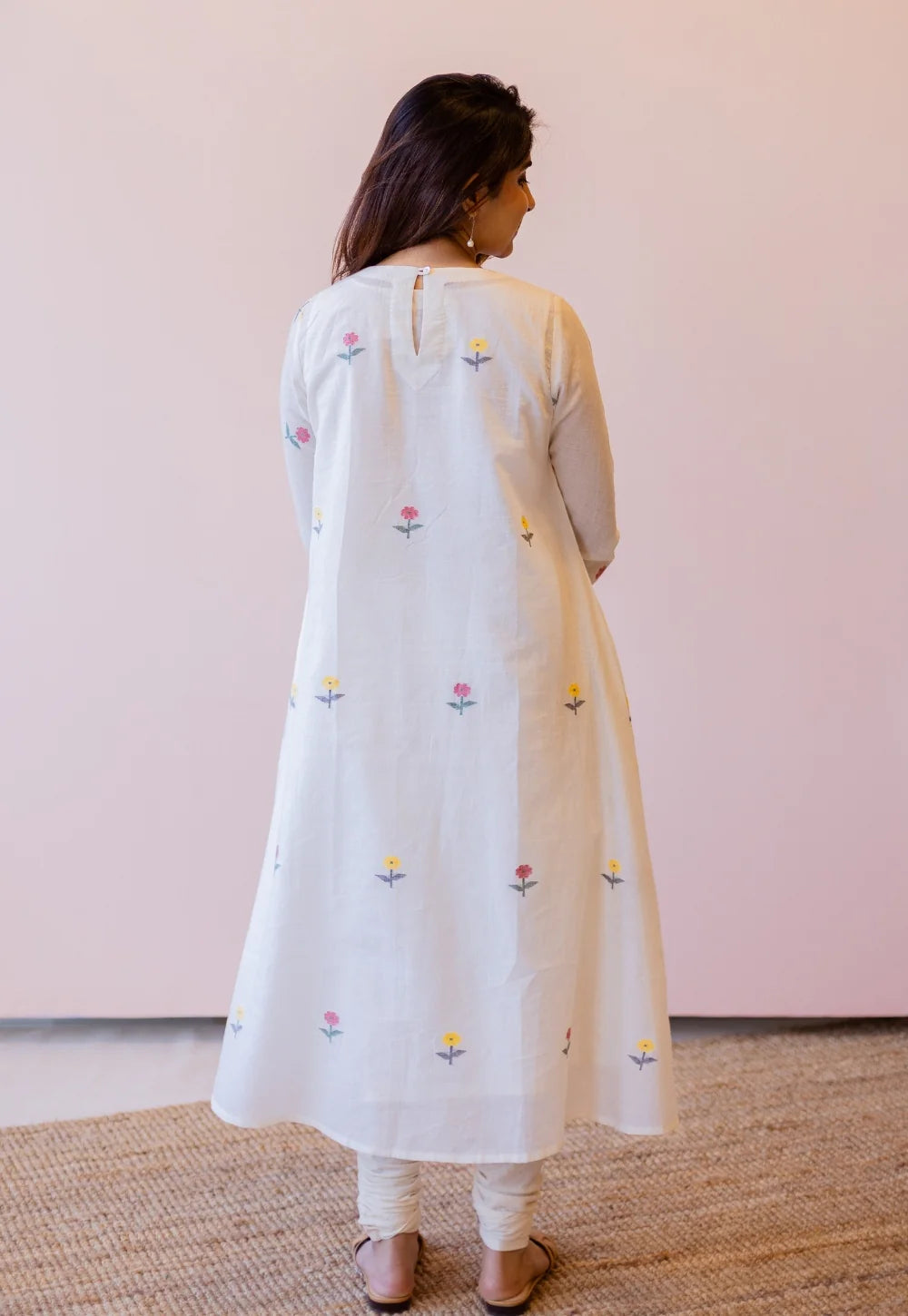 Kiran Off White  Cotton screen print A Line Kurta
