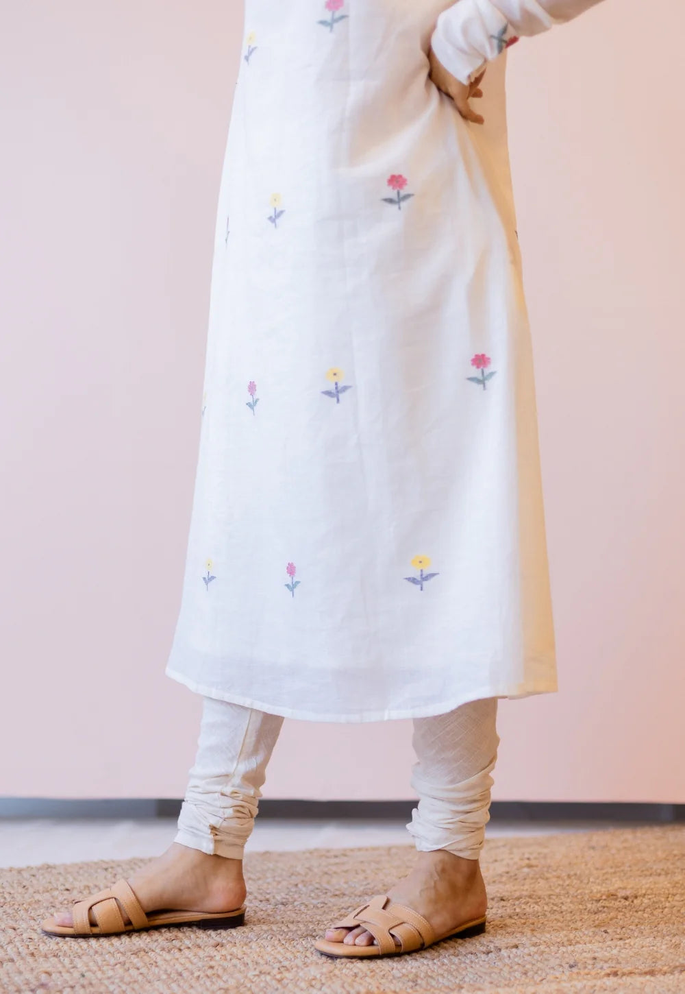 Kiran Off White  Cotton screen print A Line Kurta