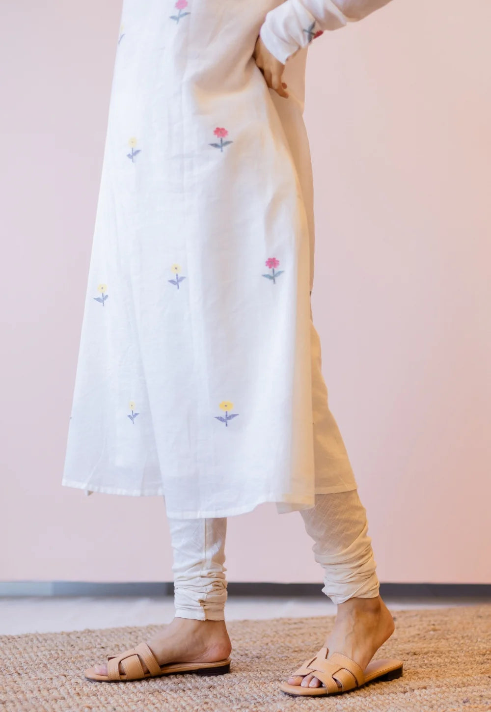 Kiran Off White  Cotton screen print A Line Kurta