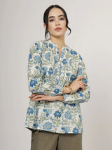 Blue Floral Cotton top