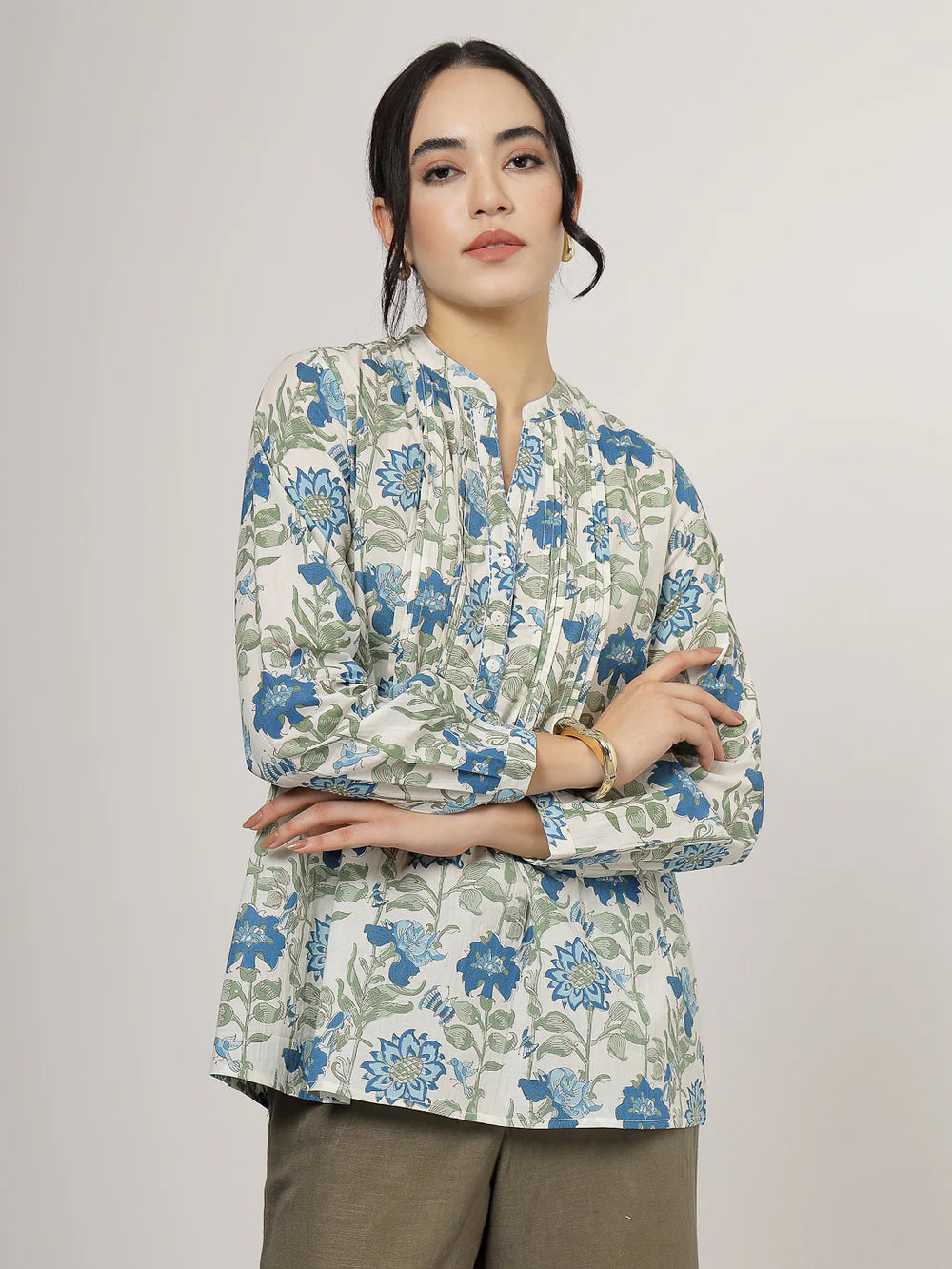 Blue Floral Cotton top