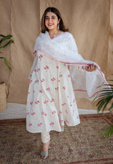Mashia Dabu Slub Cotton printed Kali Kurta