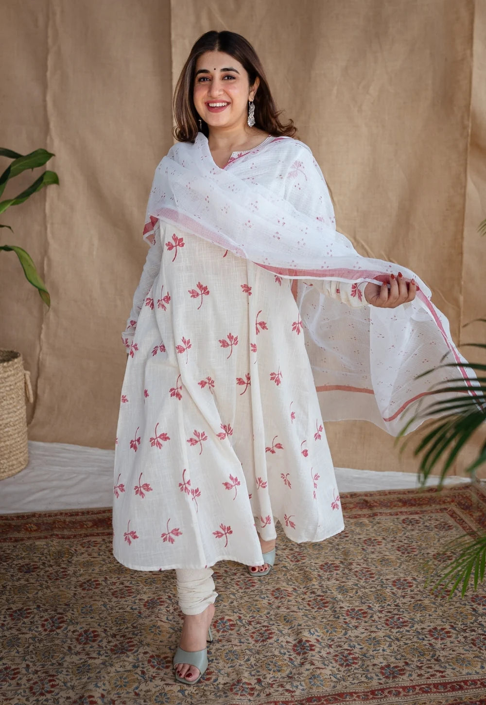 Mashia Dabu Slub Cotton printed Kali Kurta