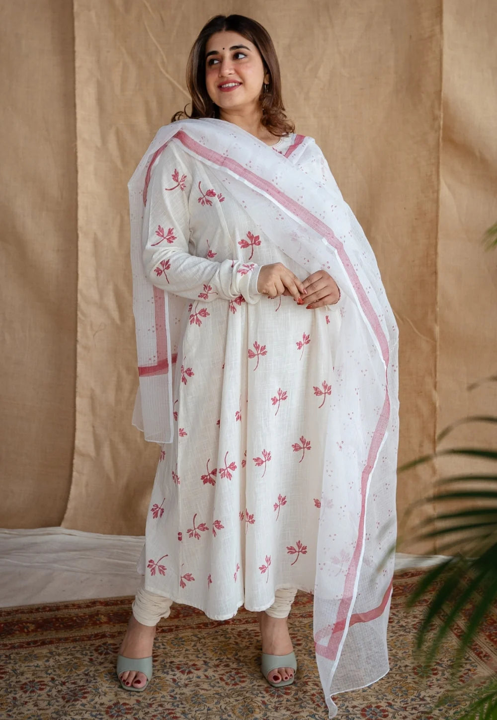 Mashia Dabu Slub Cotton printed Kali Kurta