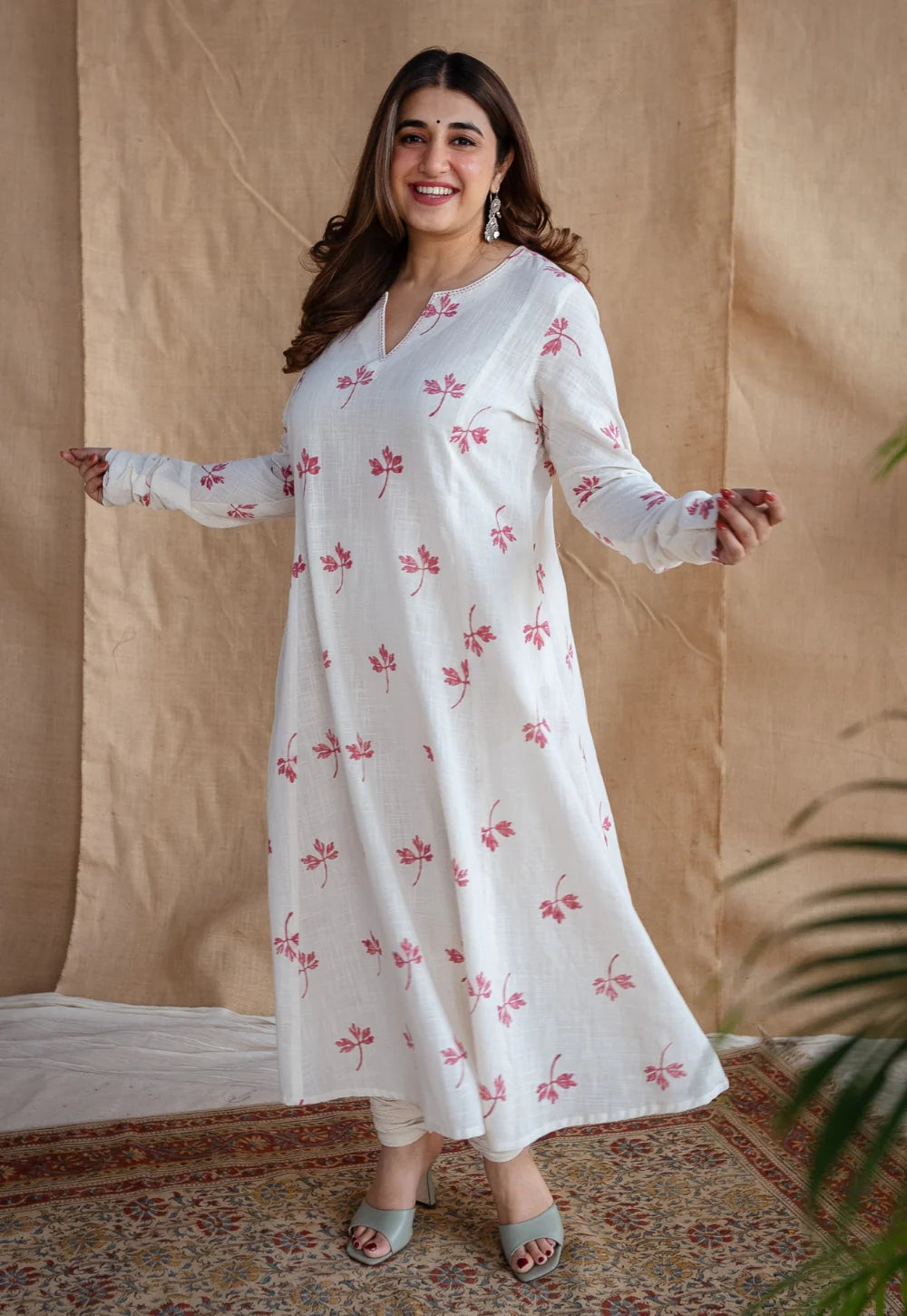 Mashia Dabu Slub Cotton printed Kali Kurta