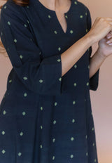 Malika Green Dabu Cotton Kali Kurta