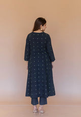 Malika Green Dabu Cotton Kali Kurta