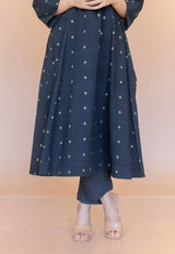 Malika Green Dabu Cotton Kali Kurta