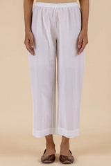 White Wide Legged Cambric Trousers