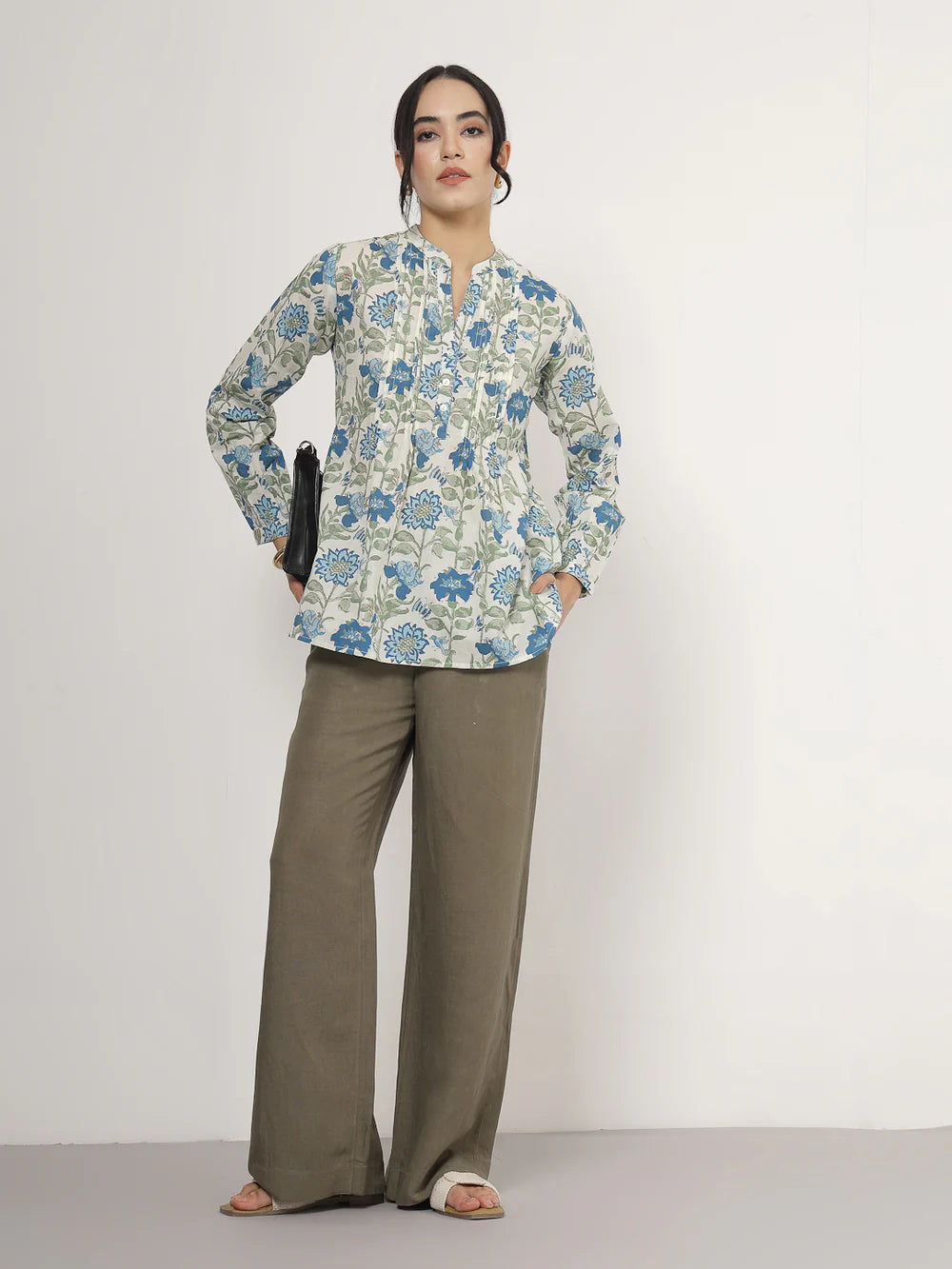Blue Floral Cotton top