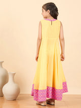 Girls Full Length Printed Kurti Set - Pink
