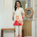 Leafs Printed Off-White Cotton Flex Co-ord Set