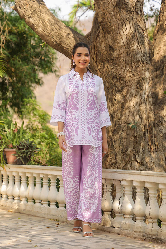Lavender Linen Printed Co-Ord Set