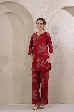 Glumore Grace meroon cotton co-ord set
