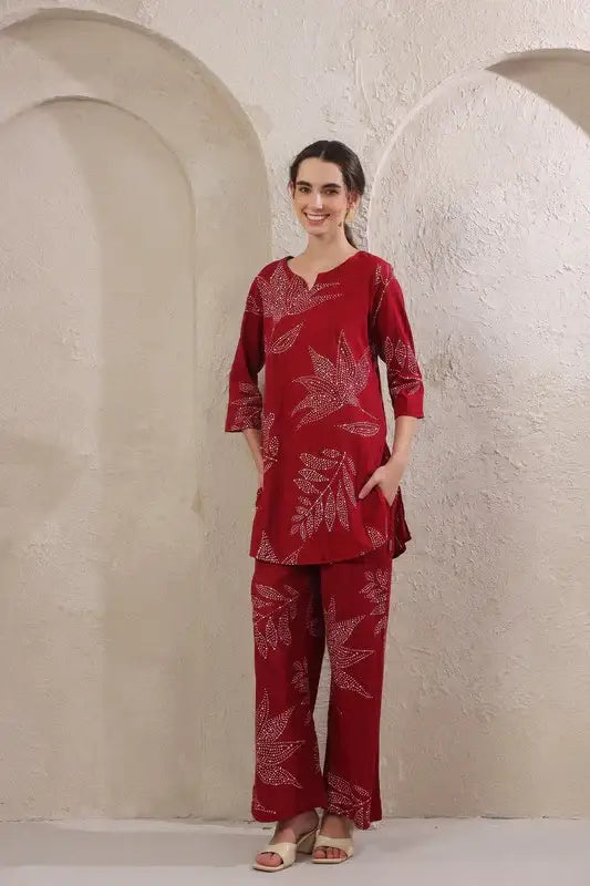 Glumore Grace meroon cotton co-ord set
