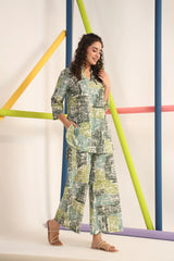 Scribble Greens on Cotton Co-ord Set