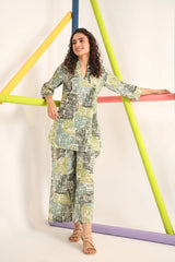 Scribble Greens on Cotton Co-ord Set