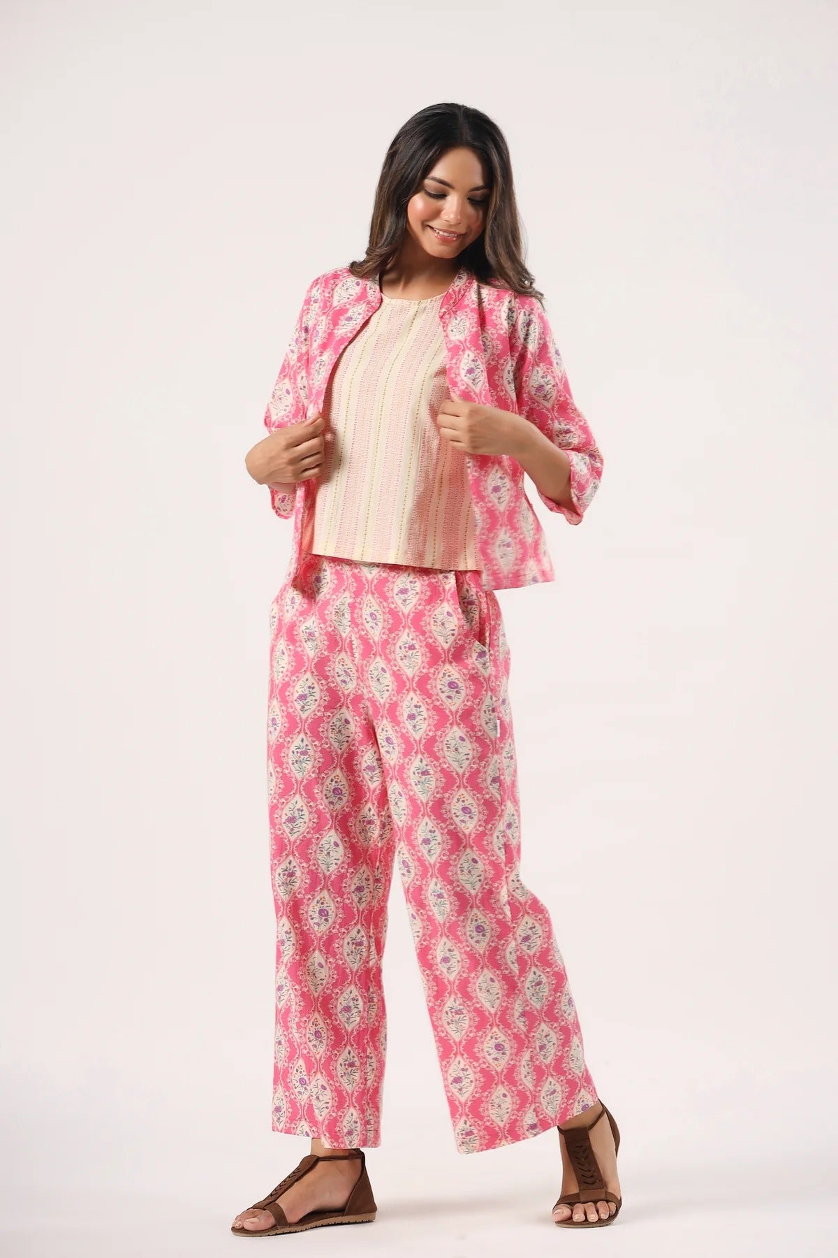 Pink Petal Perfection Cotton Three Piece Set